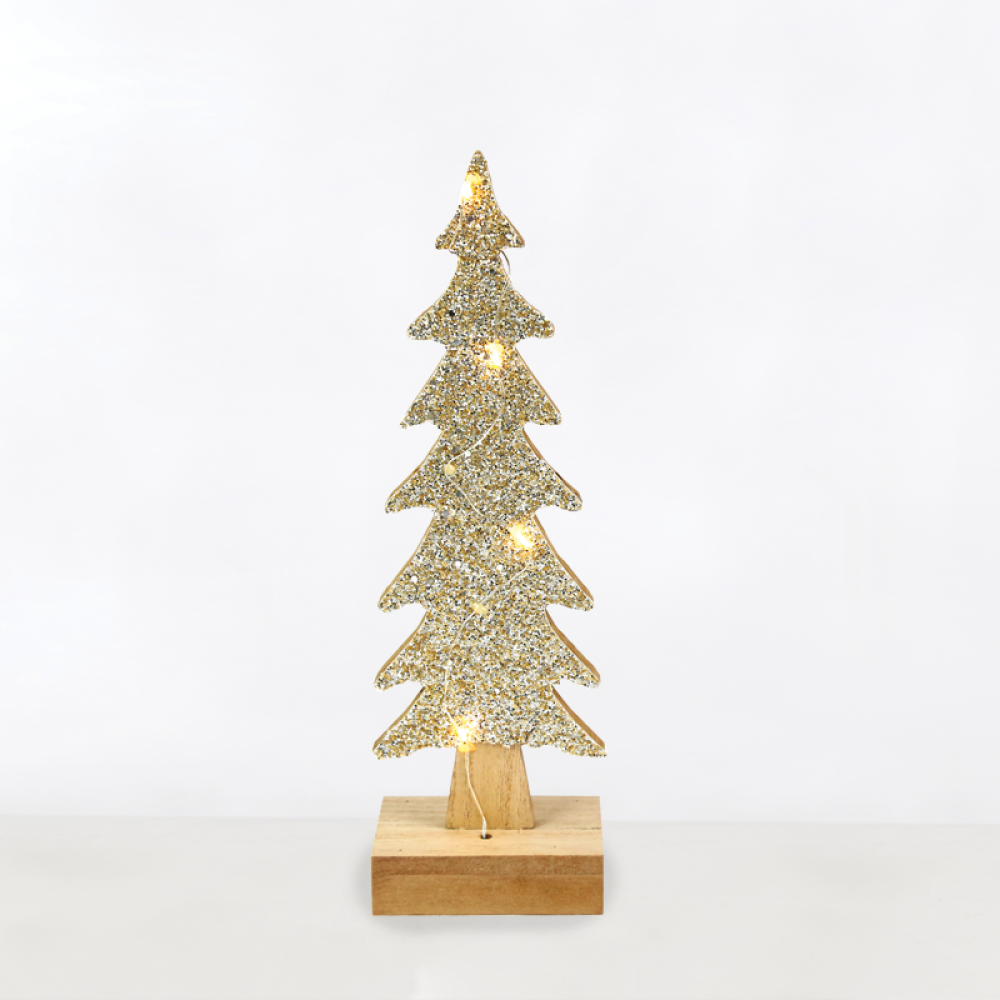 ^ WOODEN XMAS TREE, 4 ΜΙΝΙ LED ΛΑΜΠ. WW ΜΠΑΤ. (2XAAA) ΑΣΗΜΙ ΚΑΛ. ΧΑΛΚΟΥ IP20 Φ9.5Χ30.5CM  -X0741142
